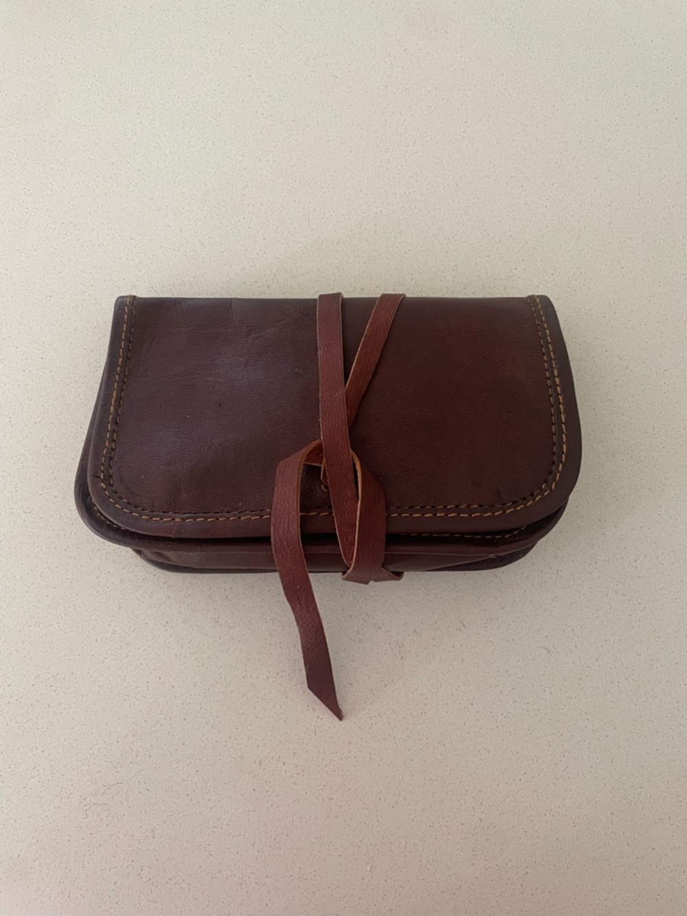 Brown Leather Wrap Clutch Wallet